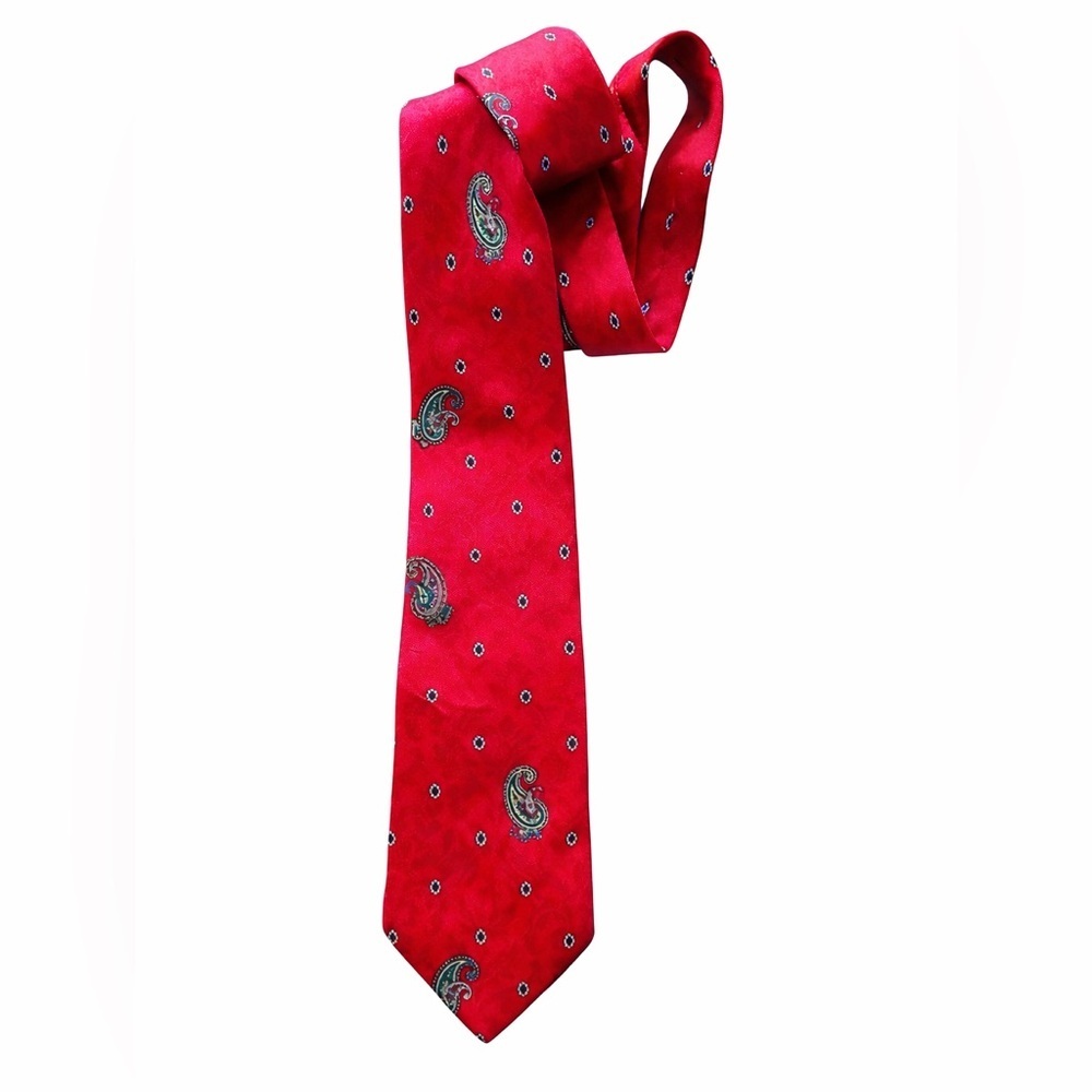 Givenchy Vintage Red Paisley 100% Silk Tie Made in Italy
